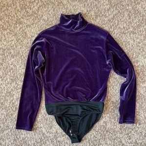 Velvet Purple Long Sleeve Turtleneck Bodysuit